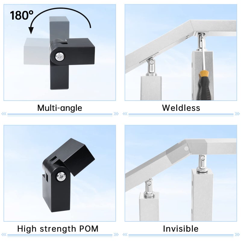 ملحقات درابزين مسطح من موزاتا HT10 HL10 HT14 - عبوة من قطعتين، موصل محوري رأسي، تركيبات درابزين من مادة POM عالية القوة، HA23 BNP - Image 4